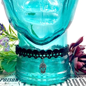Black Skull Choker, Bedazzled, Day of the Dead, Dia De Los Muertos,  Rockstar Jewelry, Cosplay, Gothic, Punk Rock, Halloween, Fashionable