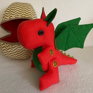 Stuffed Baby Dragon Hatchling w/Separate Zipper Egg; Stocking Stuffer/Ornament;Easter Basket Filler;Birthday Gift;Dragon Egg;READY TO SHIP