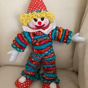 NEW! Fabric Yo-yo Happy Clown Toy Doll - MADE to ORDER!!!