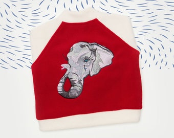 Indie the Elephant Jacket - Kids Fleece Polartec Jacket - Red/Sterling