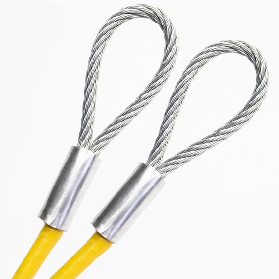 BY THE FOOT 1ft-70ft Yellow Vinyl Coated (3/16 inch) Vinyl Coated  Galvanized Steel Wire with Loop Ends Tie-Out Cable