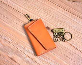 Genuine Leather Key Holder, Leather key case, Wallet keychain,  Key Organizer
