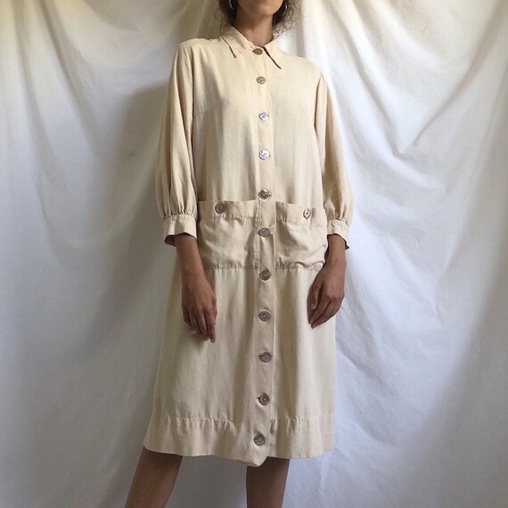 Edwardian raw silk pale yellow driving coat / anti
