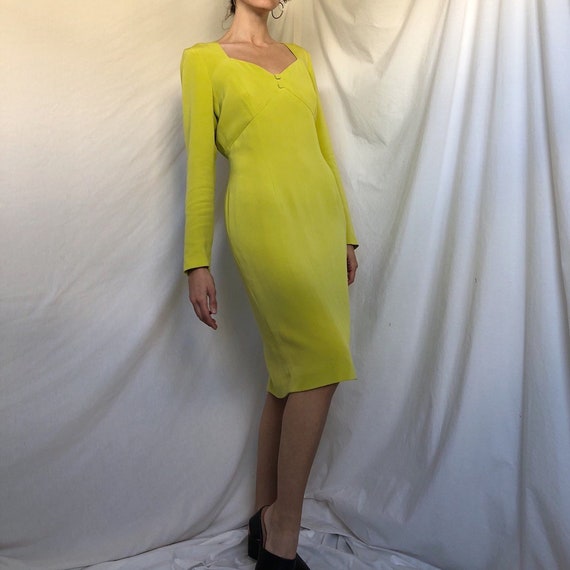 lime green long sleeve dress