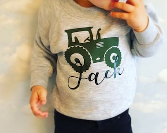 Personalised Tractor Jumper| Personalised Jumper for boys| Tractor birthday Present| boys Birthday jumper| Tractor mad gift| Name Jumper