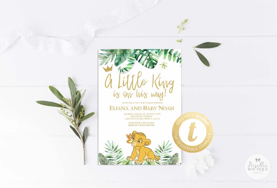 simba baby shower invitations