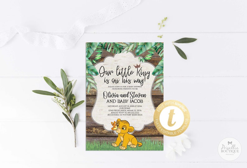 Simba Baby Shower Invitation Lion King Baby Shower Invitation Etsy