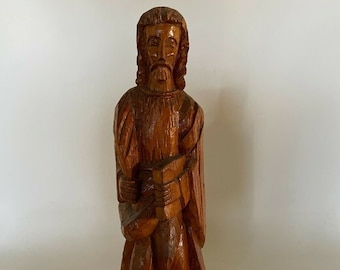 Hand Carved Wooden Jesus Statue 21" inches tall