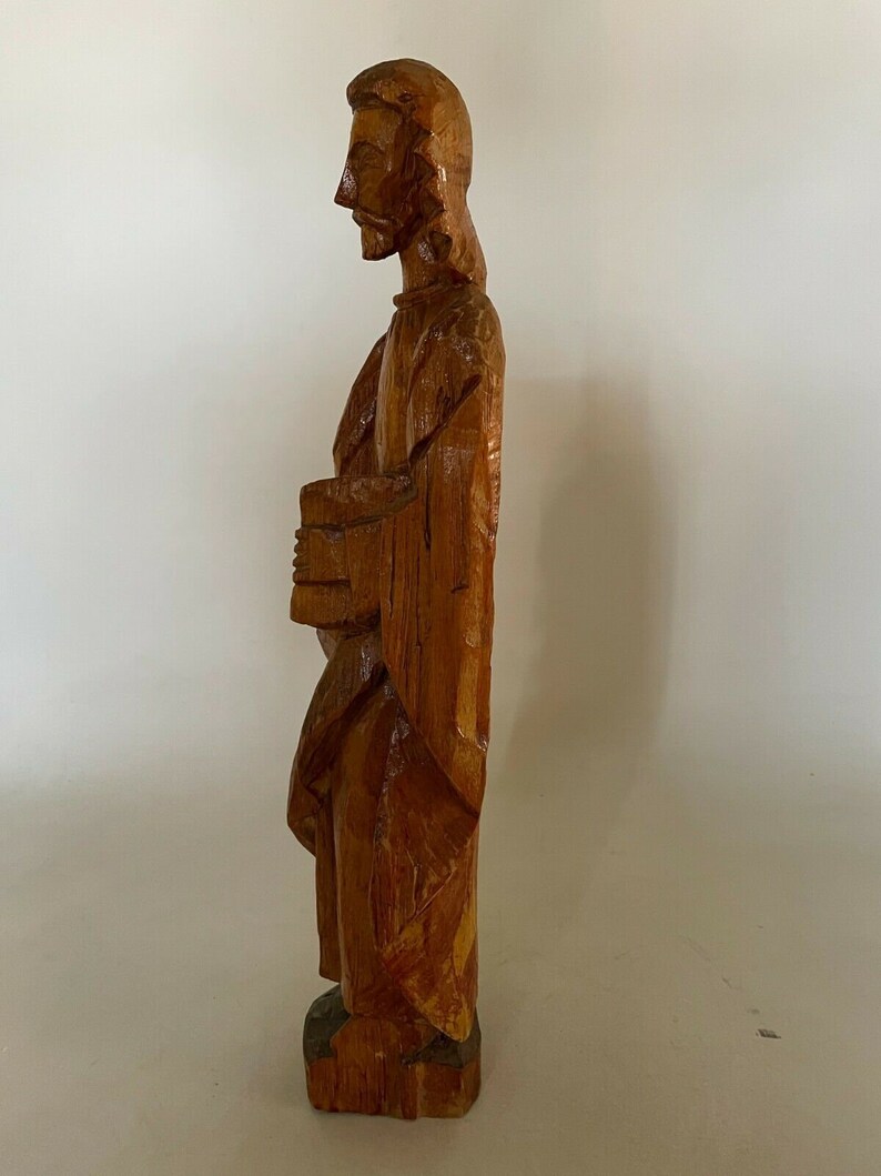 Hand Carved Wooden Jesus Statue 21 Inches Tall Etsy