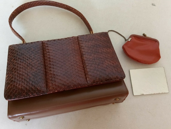 Vintage Canadian Brown Shoes Shop " Coret Handbag… - image 1