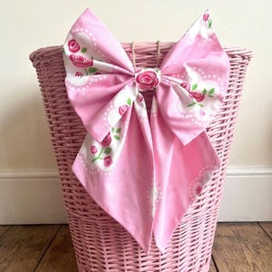Handmade Pink Vintage Rose Cotton Bow | Nursery Decor Wall Hanging