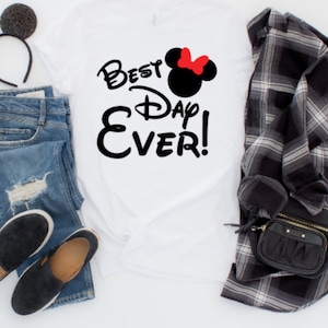 Best day ever, mickey mouse, minnie mouse, heat transfer vinyl, Disney decal, disney world, heat transfer vinyl, Disney shirt, iron on, htv