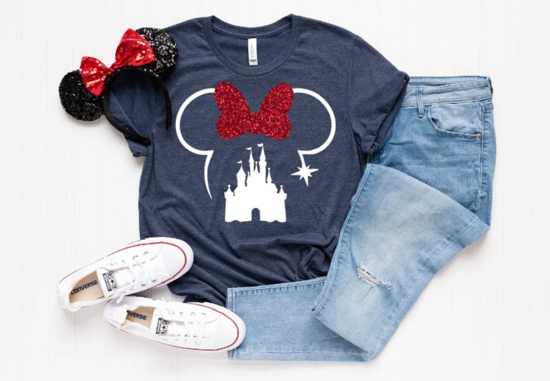 Mickey, Minnie, Castle, Mickey head, Iron on, Heat transfer, Vinyl, Decal, Disneyland, Disney World, Custom, Create your own, Group shirt image 1