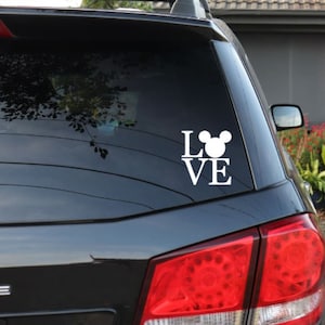 Love mickey, mickey mouse car decal, Disney car decal, Disney transfer, car sticker, laptop decal, car transfer, disneyland,, vinyl, print