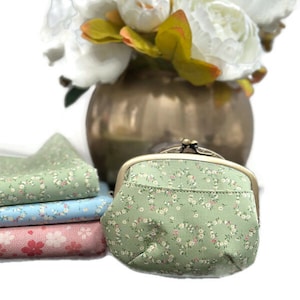 Spring Collection: Green Floral kisslock coin purse wallet