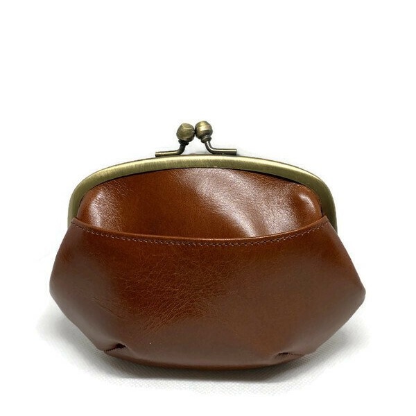 Rich Brown Genuine Leather Wallet Kisslock Coin Purse