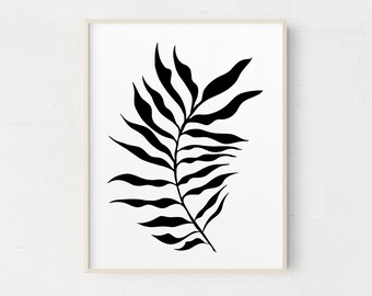 Black Leaf Botanischer Druck: Minimalistische Wandkunst (Digitaler Download)