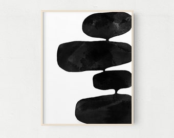 Minimalistische zwart-wit abstracte kunstprint (digitale download)