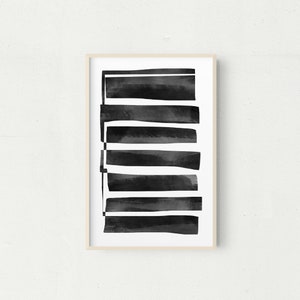 Black and White Abstract Art Print: Minimalist Lines (Digital Download)