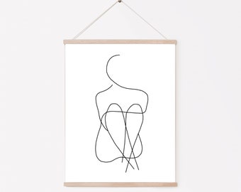 Minimalist Female Figure Line Art Print: Modern Wall Decor