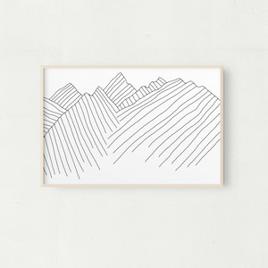 Mountain Range Line Drawing,  Mountain Art,  Minimalist Landscape,  Minimalist Art Print, Printable Art, Minimalist Wall Art