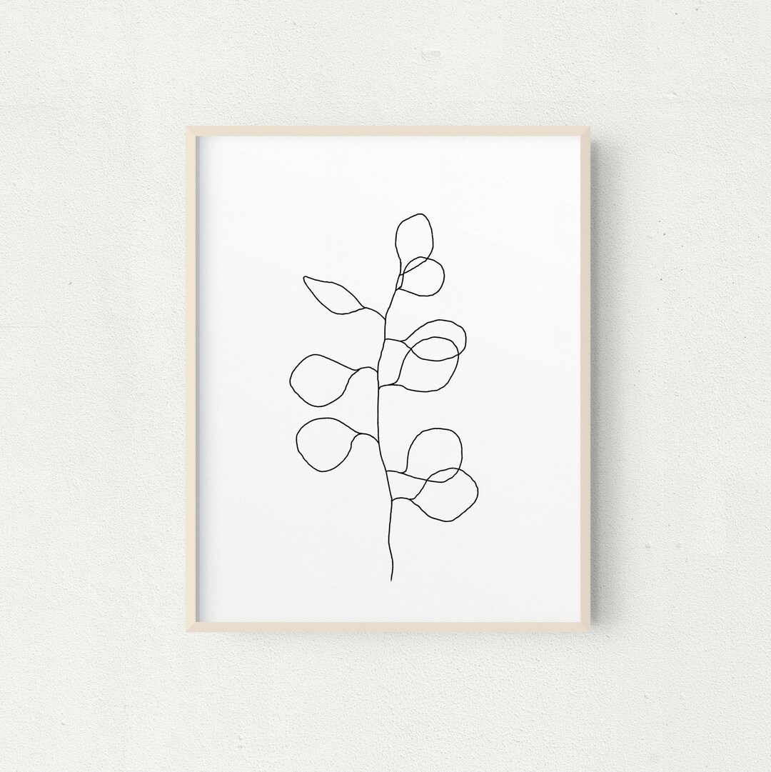 Eucalyptus Leaves Line Drawing Botanical Art Minimalist - Etsy