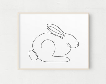 Bunny Line Art Print: Minimalist Rabbit Drawing (Digital Download)