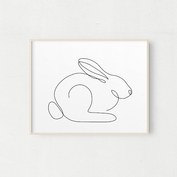 Rabbit Line Art - Etsy