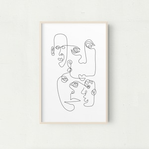 Abstraktes Gesicht, Single Line Zeichnung, One Line Drawing, Gesichter, Druckbare Kunst, Line Zeichnung | Minimalistische Wandkunst | Boho Linie Kunst