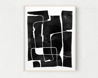Minimalist Black and White Abstract Art Print (Digital Download)