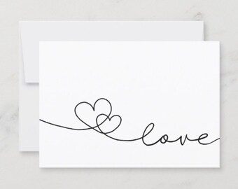 May include: A simple black line drawing of two intertwined hearts with the word "love" written in cursive below.
