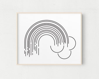 Minimalist Rainbow Art Print: Abstract Line Drawing (Digital Download)