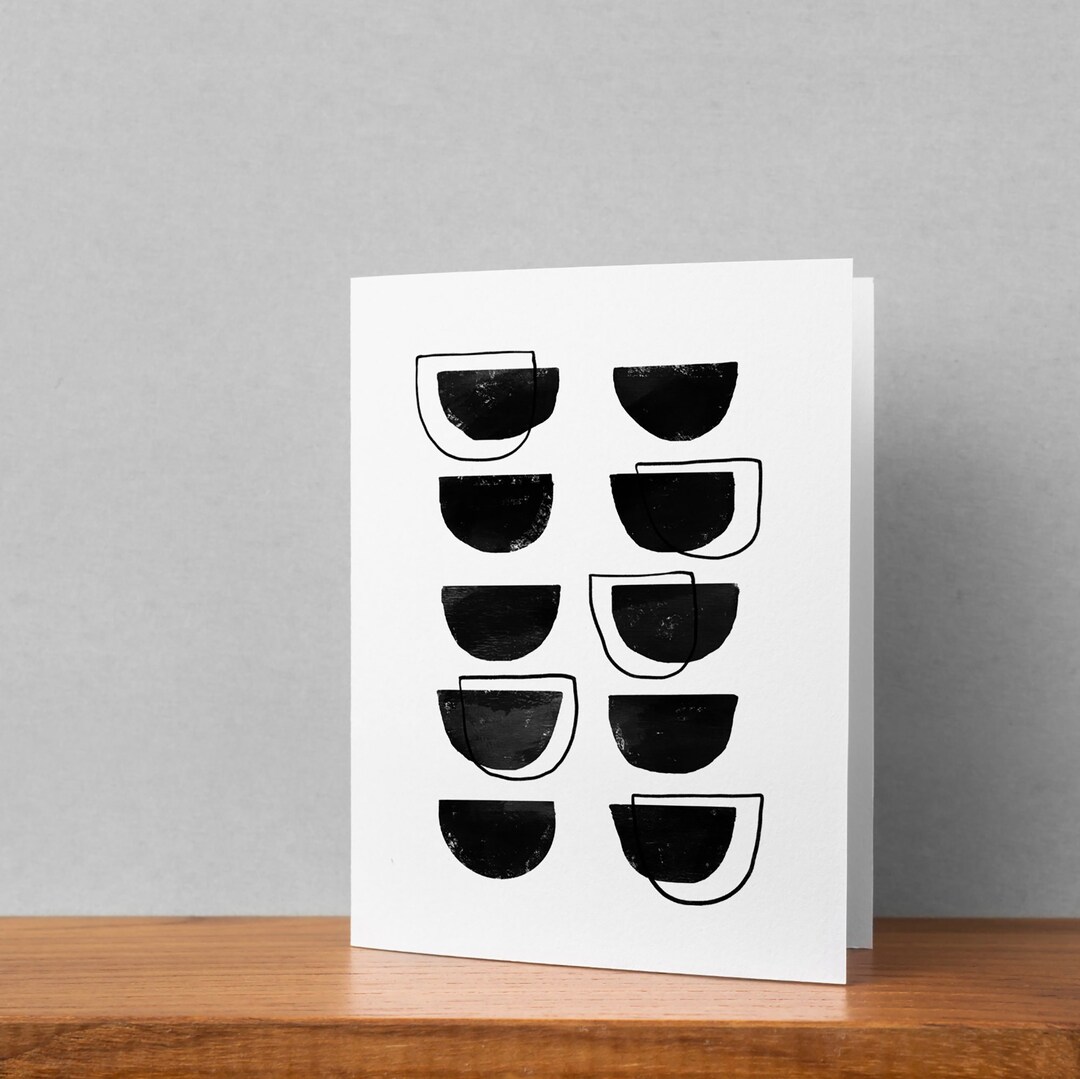 Abstract Art Note Card L Black and White Note Card L Mid Century ...