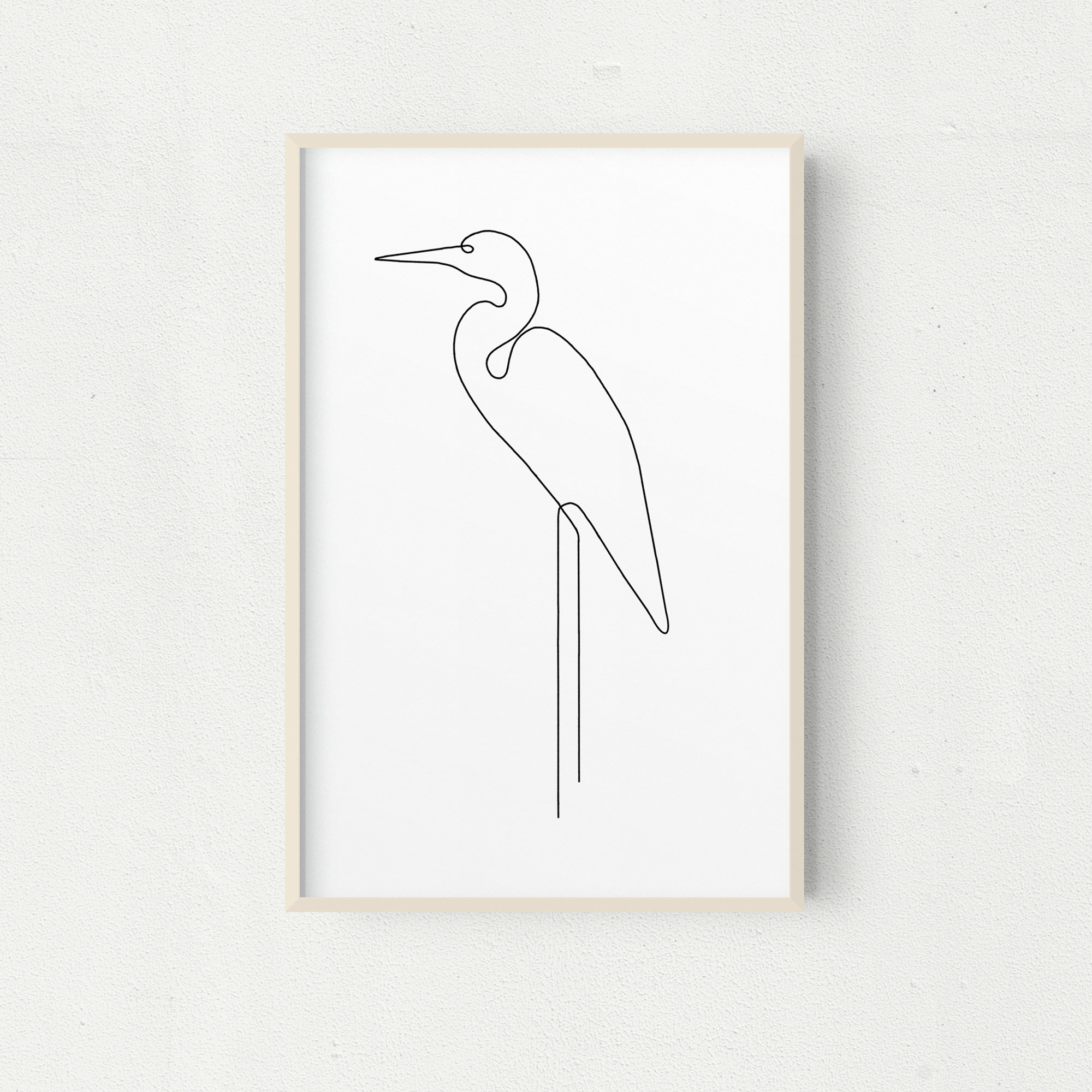 Single line art of standing heron Heron printable One Line Art Bird minimalist wall art