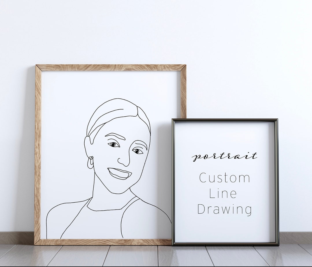 Custom Portrait Line Drawing From Photo, Personalized Illustration