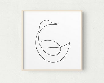 Goose Line Art Print: Minimalist Bird Drawing (Digital Download)