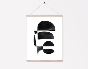 Black and White Abstract Art Print: Minimalist Wall Art