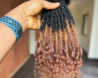 100 Strands 100% Human Hair Loc Extensions, Boho Curls, 0.3-0.6cm
