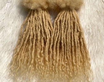 Blonde Anwi Curly tips  Human hair Dreadlock extensions 50LOC bundle in sizes 0.4cm-0.5cm