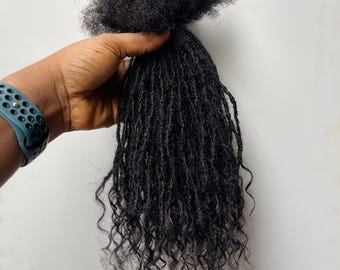 50/100 Anwi Boho Human Hair Loc Extensions: 0.2cm Curls, 4B/4C Dreadlocks