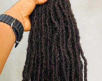 65 Anwi Interlocd Dark Brown Human Hair Locs  Extensions 0.4 and 0.5cm