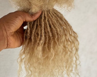 100 strands of 0.3cm Anwi Curly Blonde 4a/4b Human hair Dreadlock extensions