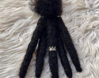 Handmade 2cm Crochet Human Hair Locs, 4C Textured Dreadlocks (10 Strands)