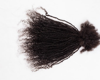 10 strands of 0.2cm Anwi Curly 4a/b Human Hair Loc Extensions