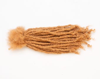 100 Strands of 0.6-0.7cm Blonde Anwi Curly 4a/4b human hair loc extensions