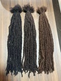 130 Strands of Textured Human Hair Dreadlock Extensions: Dark & Medium Brown Interlocs 0.4-0.5cm product logo