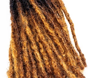 Anwi Ombre textured interlocd human hair dreadlock extensions 65loc bundles in sizes 0.4cm - 0.5cm