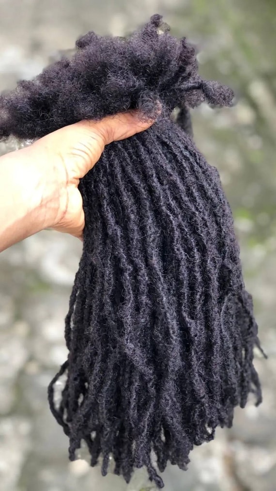 Anwi Textured interlocd Human hair Dreadlock extensions 65LOC bundle in sizes 0.4cm-0.5cm