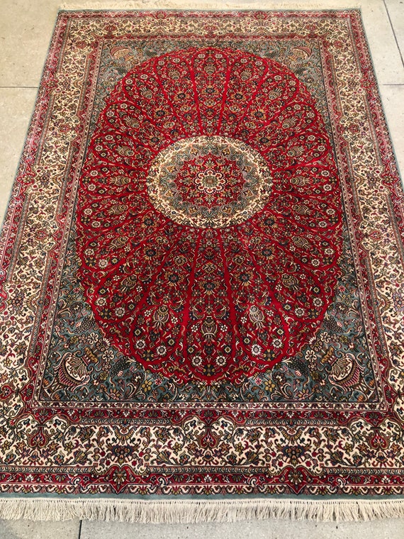 5x7 Medallion Silk carpet, Kashmir Silk Rug