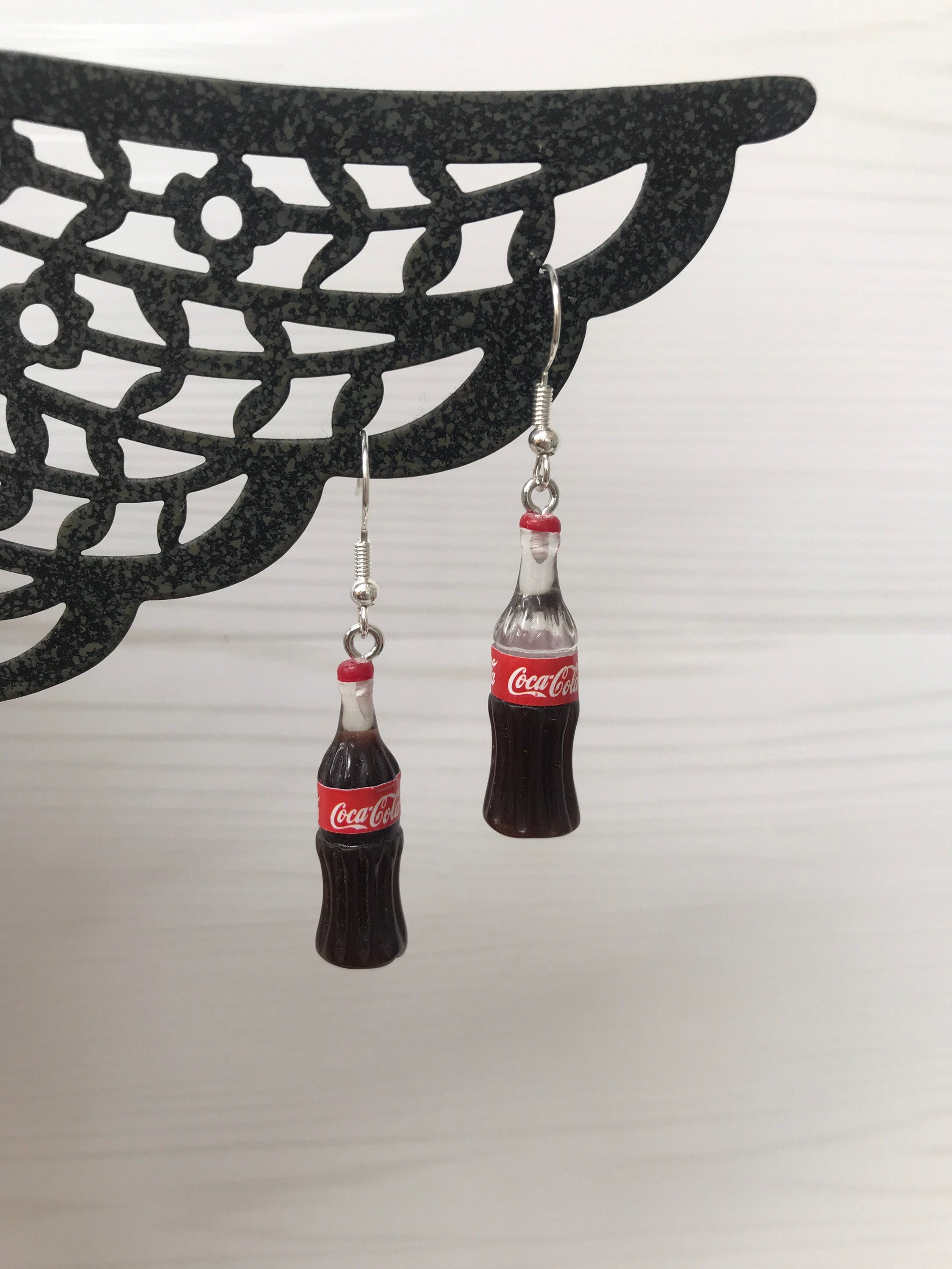 Coke bottle/Coca cola bottle earringson silver or gold hooks Etsy